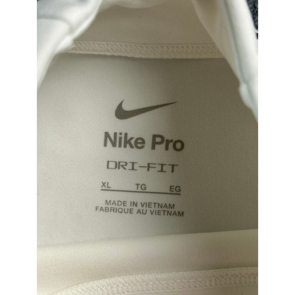Nike Pro Dri-FIT Mock Neck Crop Top WMS XL White Long Sleeve Compression Shirt - Picture 3 of 7